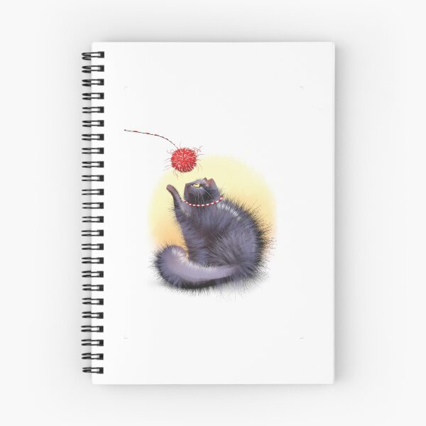 Item preview, Fluffy Black Cat Playing with Ball designed and sold by vikidesignart.