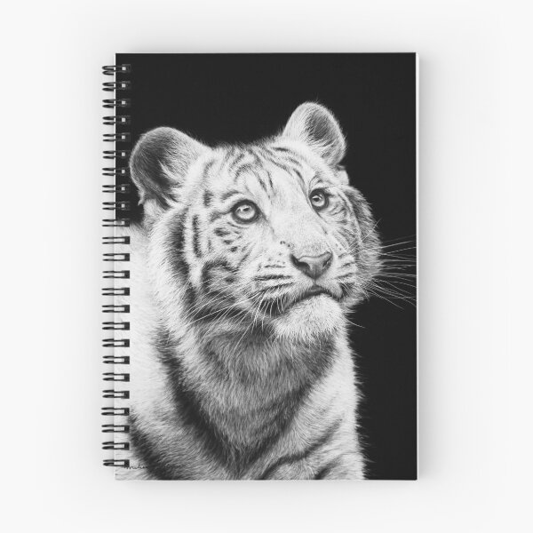 Item preview, White Tiger Cub Black and White Artwork designed and sold by MHScratchboard.