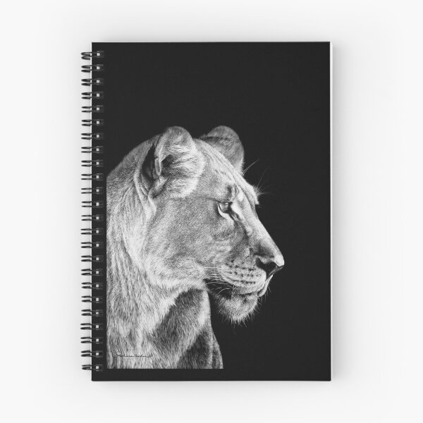 Item preview, African Lioness Black and White Artwork designed and sold by MHScratchboard.
