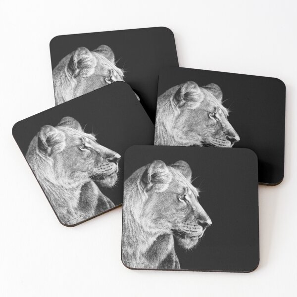 Item preview, African Lioness Black and White Artwork designed and sold by MHScratchboard.