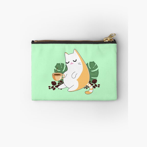 Item preview, Ginger persian orange cute cat drinking coffee surrounded by leaves and beans of coffee designed and sold by SGS-.