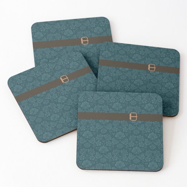 Item preview, Victorian explorer flocked pattern in teal with buckle designed and sold by chihuahuashower.