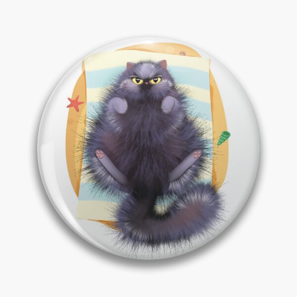 Item preview, Summer Black Cat on Beach designed and sold by vikidesignart.