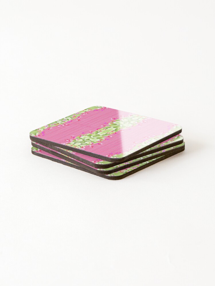 Thumbnail 4 of 5, Coasters (Set of 4), Lime on Raspberry Swiss designed and sold by RitaMaye.