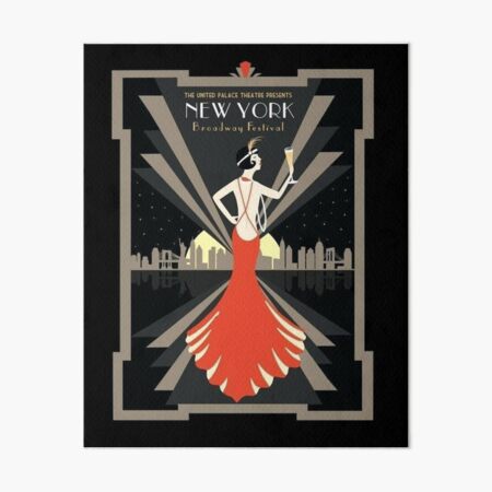 Vintage 1920s Broadway Art Deco Art Board Print