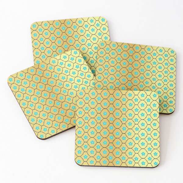 Item preview, Blue flower with gold background pattern designed and sold by KIKOOSTORE.