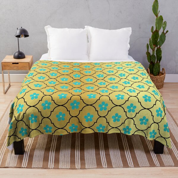 Item preview, Blue flower with gold background pattern designed and sold by KIKOOSTORE.