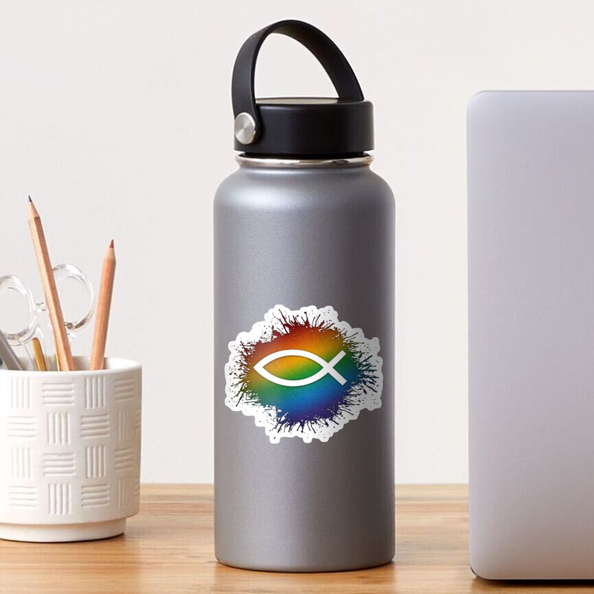 Rainbow Christian Fish Sticker