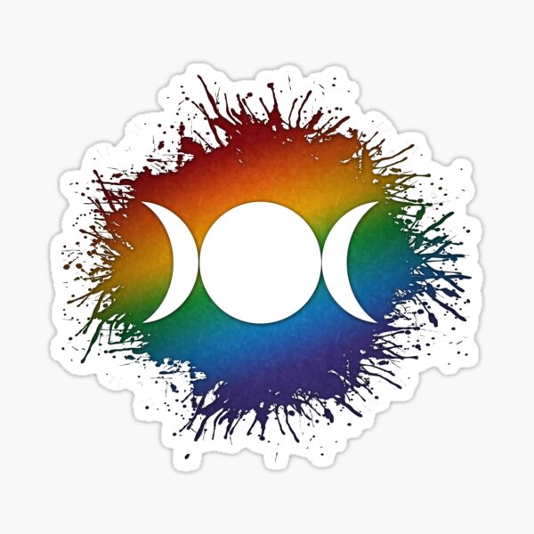 Rainbow Triple Goddess Moon Sticker