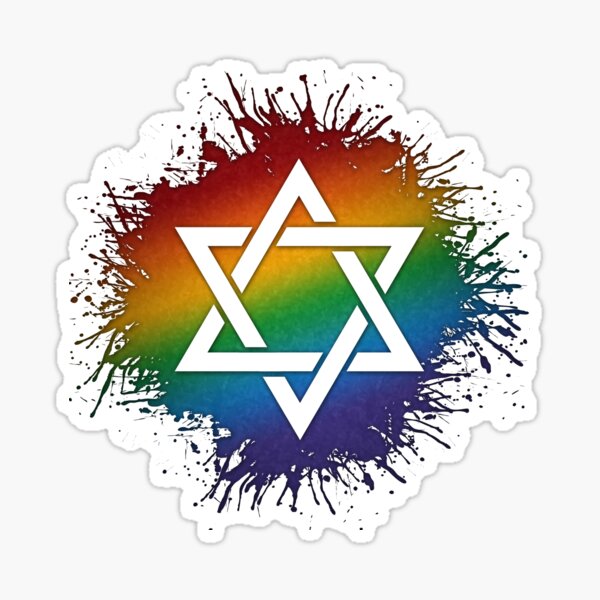 "Paint Splatter LGBTQ Pride Rainbow Star Of David Symbol" Sticker For ...