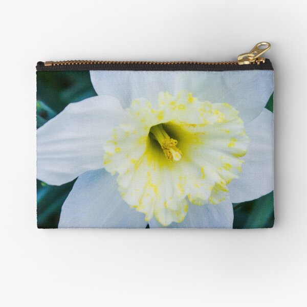 White Flower Zipper Pouch