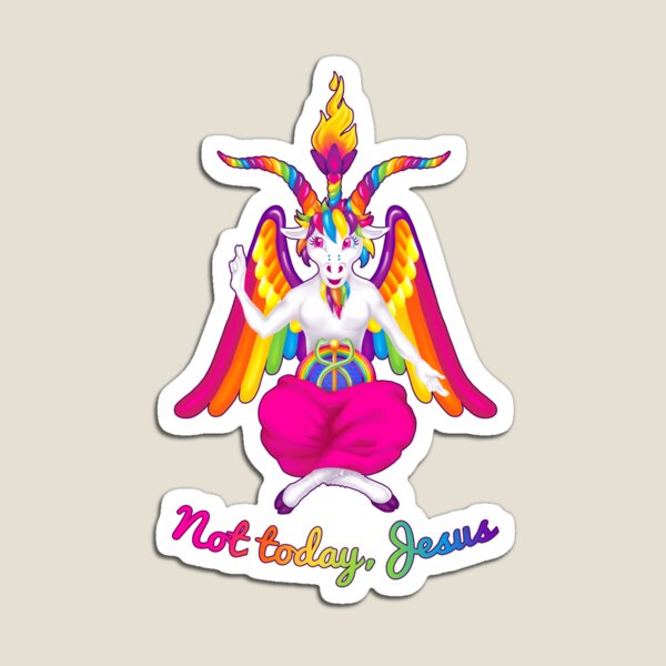 Item preview, 1997 Neon Rainbow Baphomet Not Today Jesus designed and sold by creepygirlclub.