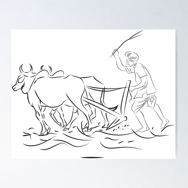 Premium Vector | Indian farmer sketch drawing