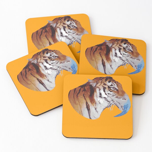 Item preview,  bi-ger tiger bird hybrid orange background designed and sold by SacredJoyometry.