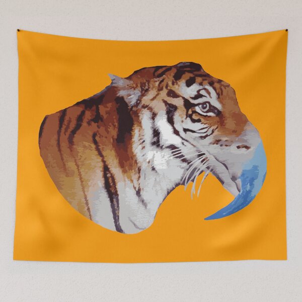 Item preview,  bi-ger tiger bird hybrid orange background designed and sold by SacredJoyometry.
