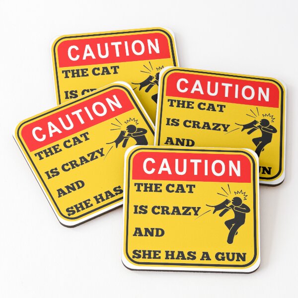 Item preview, Caution - Crazy cat with a gun designed and sold by Try-It.