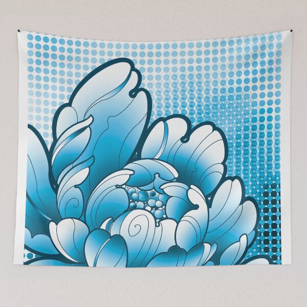 Item preview,  blue peony flower groovy style designed and sold by weilertsen.