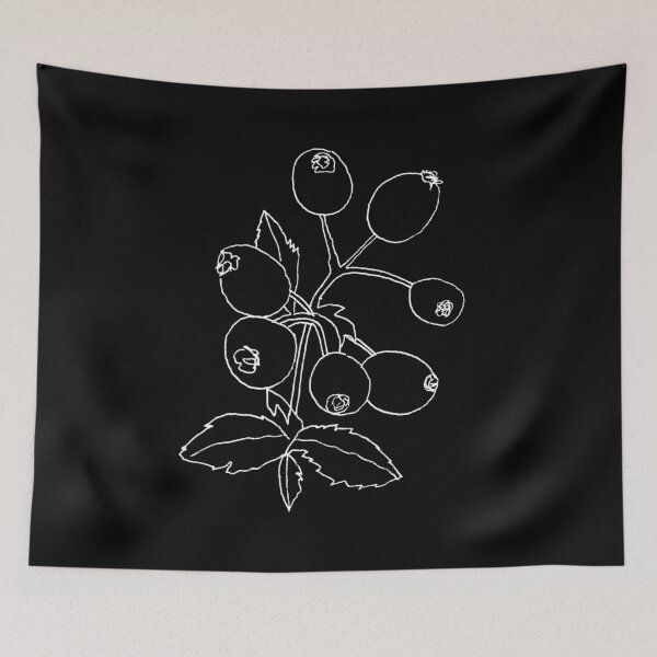 Item preview, Black and White Plant Artwork Rosehips designed and sold by badlydrawnbabe.