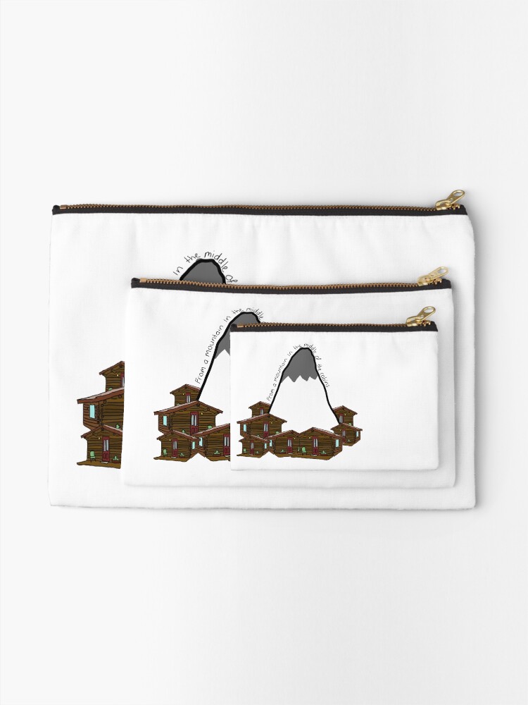 Mountain In The Middle Of The Cabins Zipper Pouch By