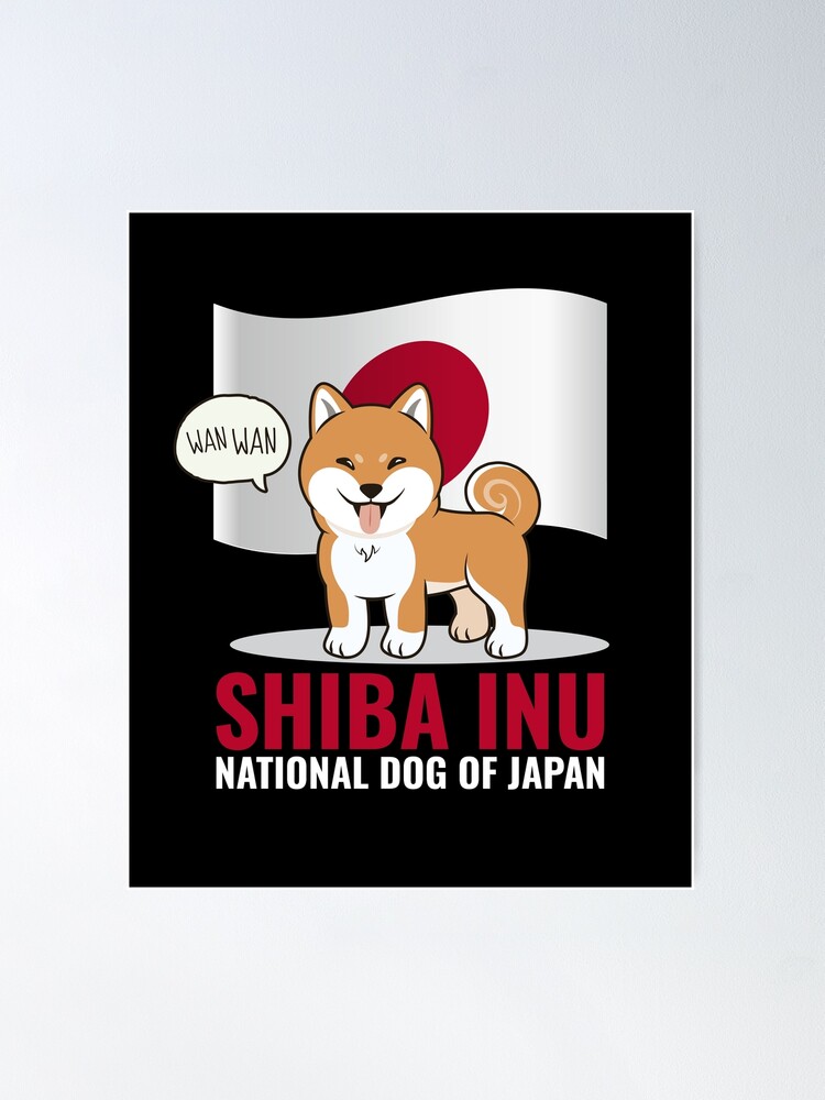 Shiba Inu Dog Barking in Japanese Flag of Japan