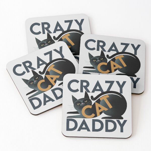 Item preview, Crazy Cat Daddy, bold text on black cat designed and sold by Giddygoatthe3rd.