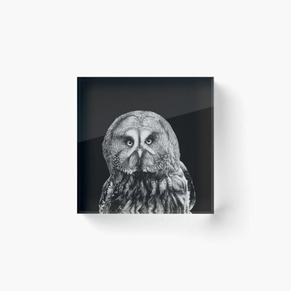 Item preview, Great Grey Owl Black and White Art designed and sold by MHScratchboard.