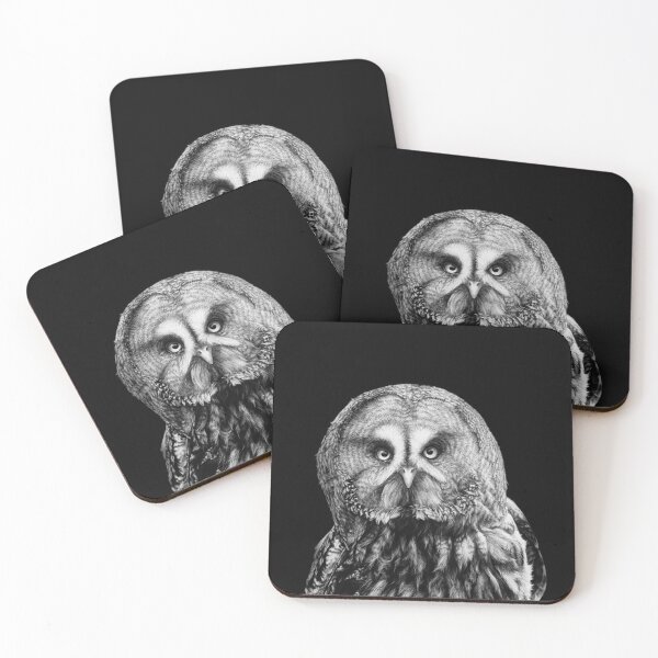 Item preview, Great Grey Owl Black and White Art designed and sold by MHScratchboard.
