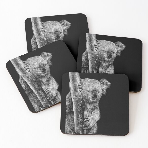 Koala Black and White Art Coasters (Set of 4)