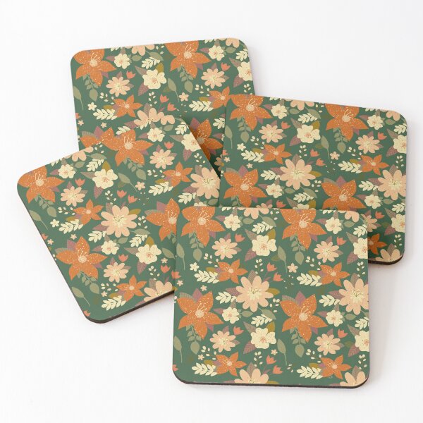 Item preview, Whimsical Flowers - Autumn feels on green designed and sold by creativebakergb.