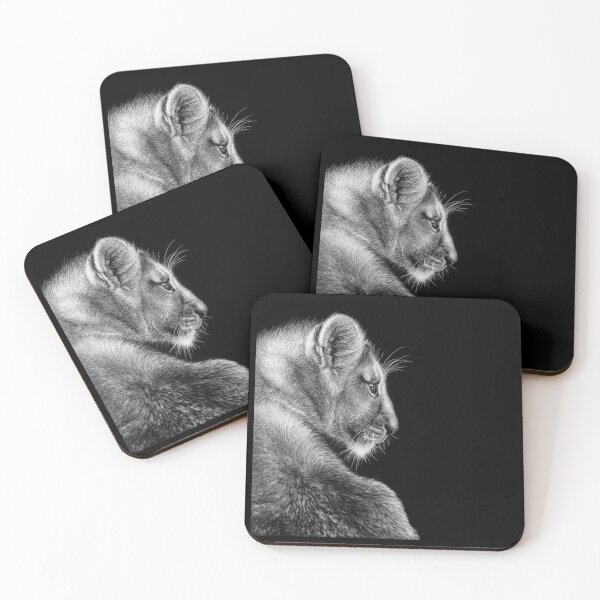 Item preview, African Lion Cub Black and White Art designed and sold by MHScratchboard.