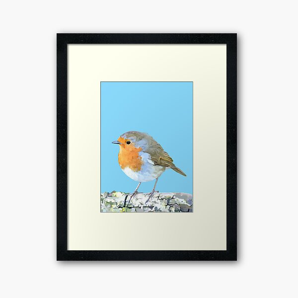 Aperçu de l'œuvre Rouge-gorge curieux et ciel bleu créée et vendue par NattyDesigns.
