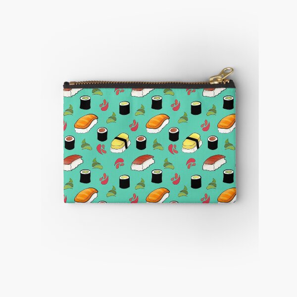 Item preview, Maki and Nigiri Sushi with Ginger and Wasabi Pattern (teal) designed and sold by Creacats.