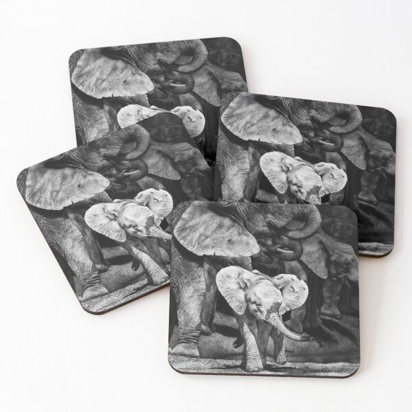 Item preview, Baby African Elephant with Herd designed and sold by MHScratchboard.