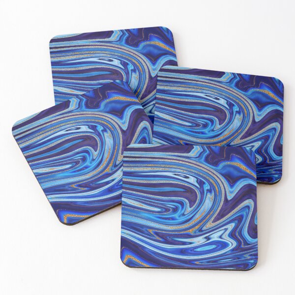 Item preview, Trippy Blue and Gold Streak Swirls designed and sold by WOW TeesAndThings.