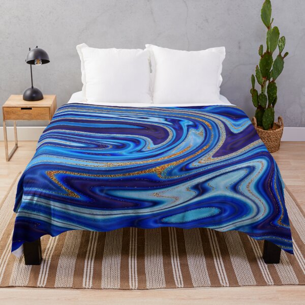 Item preview, Trippy Blue and Gold Streak Swirls designed and sold by WOW TeesAndThings.