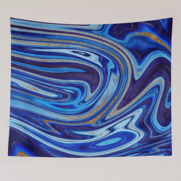 Item preview, Trippy Blue and Gold Streak Swirls designed and sold by WOW TeesAndThings.