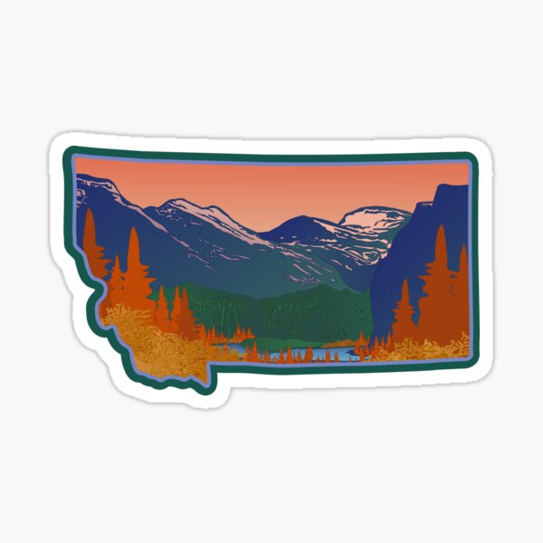 Item preview, Montana State Outline With Glacier National Park WPA Poster Style designed and sold by spatiumnatura.