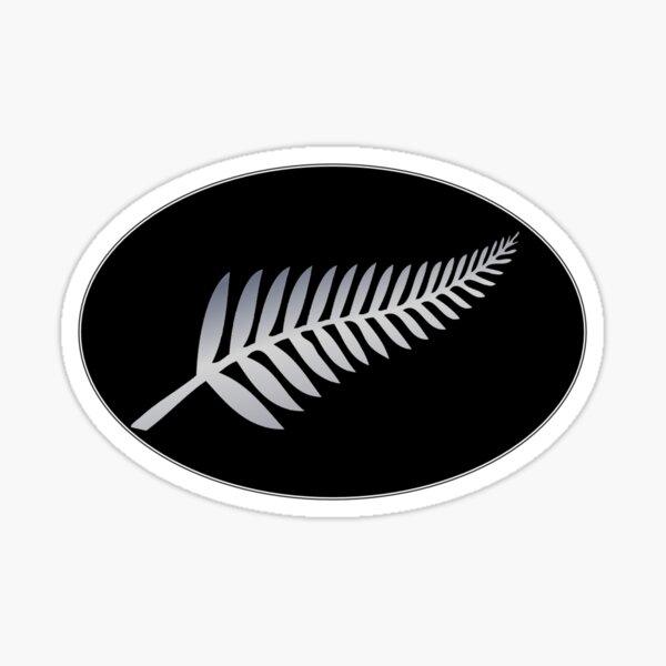 Item preview, Silver Fern on a black oval background NZ Kiwi symbol designed and sold by headpossum.