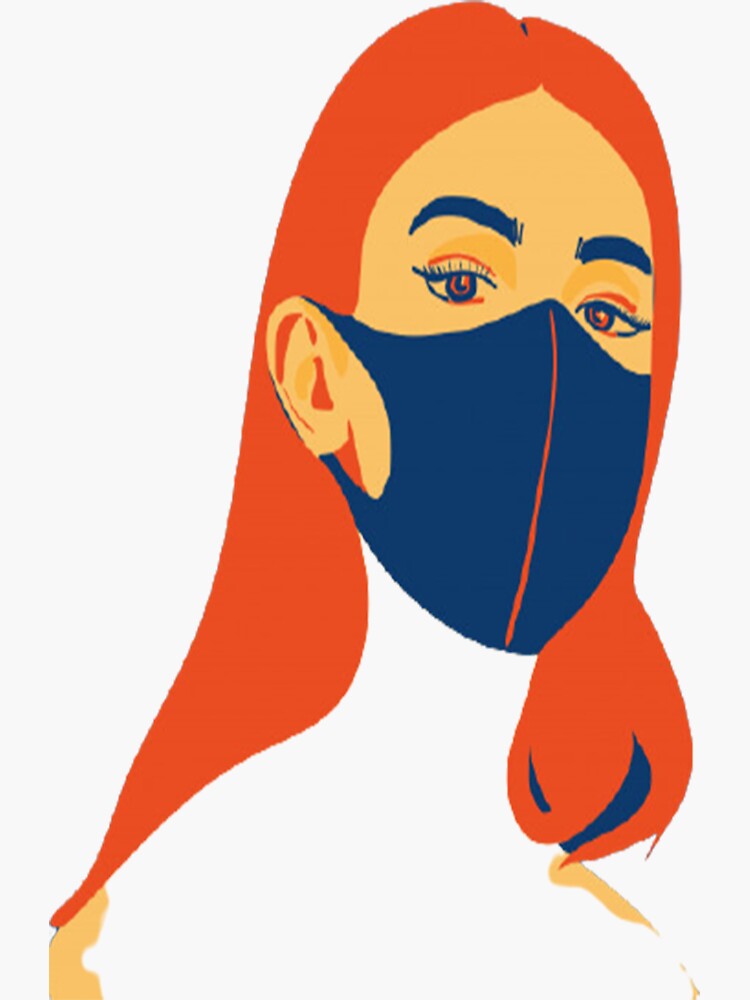 "Girl with Mask" Sticker for Sale by RisusE Redbubble