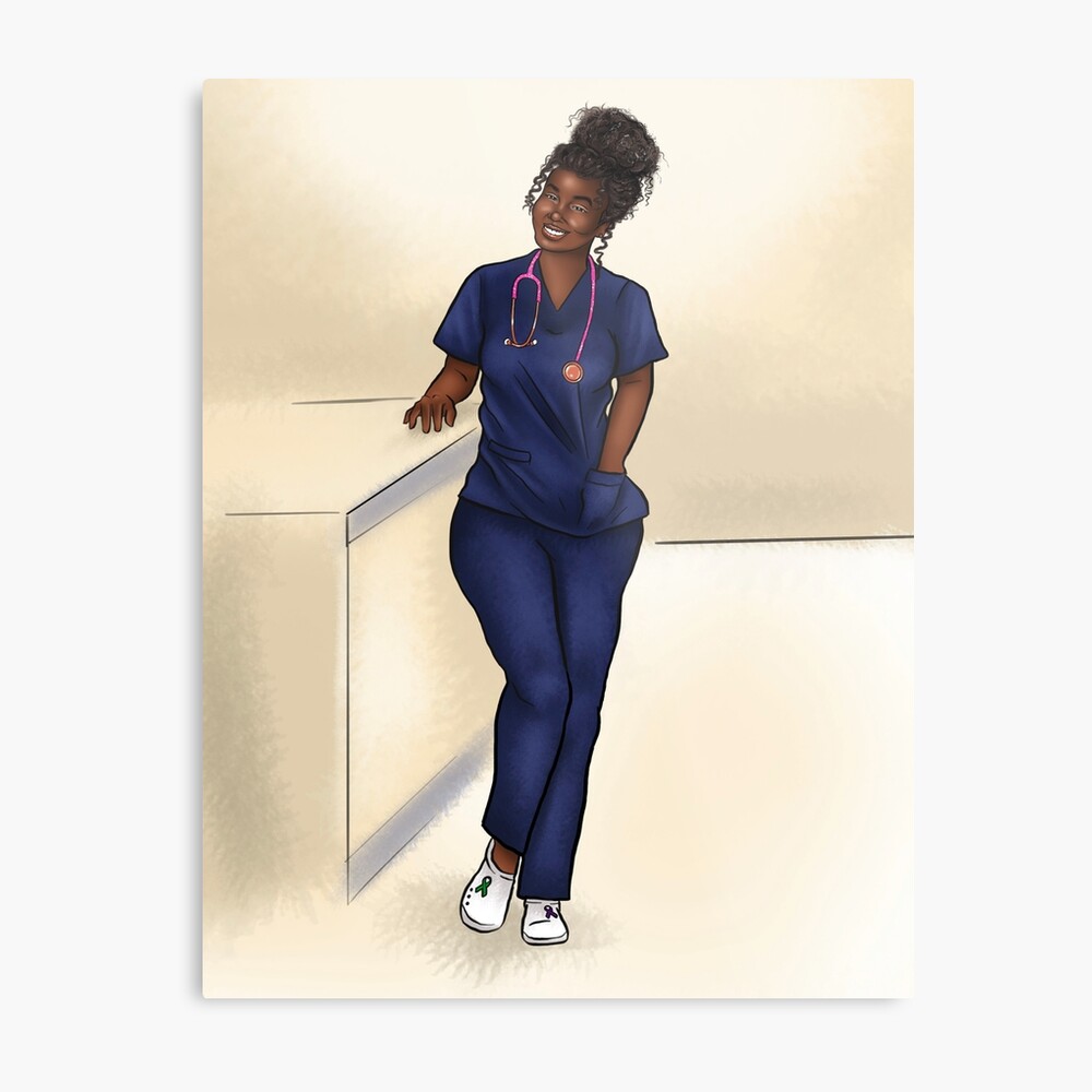 African American Nurse, Straight Hair Light Skinned, Nurse Badge