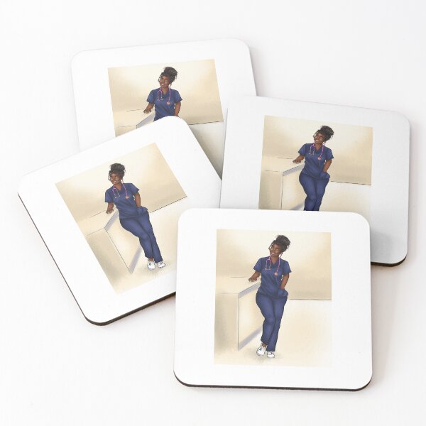Item preview, Black Nurse - Hand Illustrated Dark Skin Nurse with Natural Hair designed and sold by sociallynina.