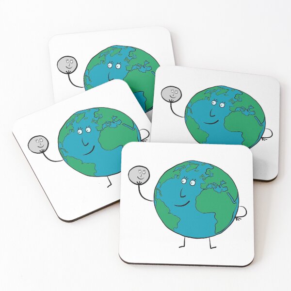 Item preview, Cute Earth with Moon designed and sold by fogoosherie.