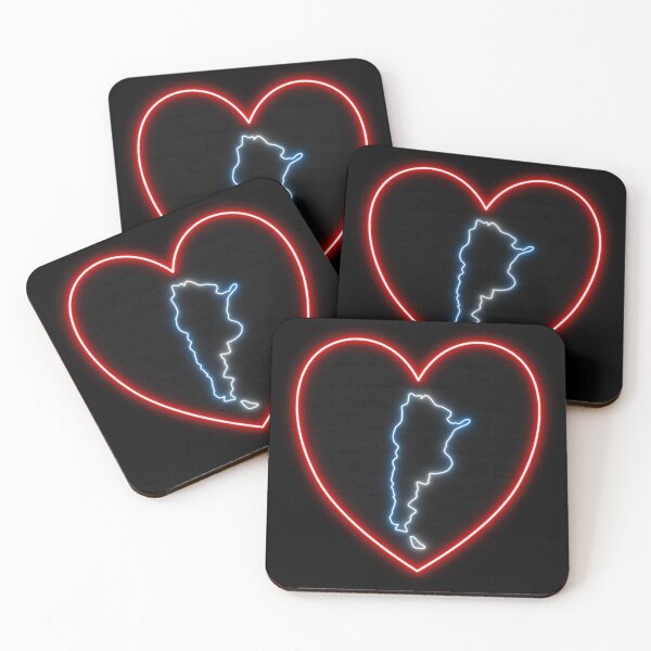 Item preview, Argentina Neon Heart Outline - Argentinian Colors and a Red Heart designed and sold by dylanxh.