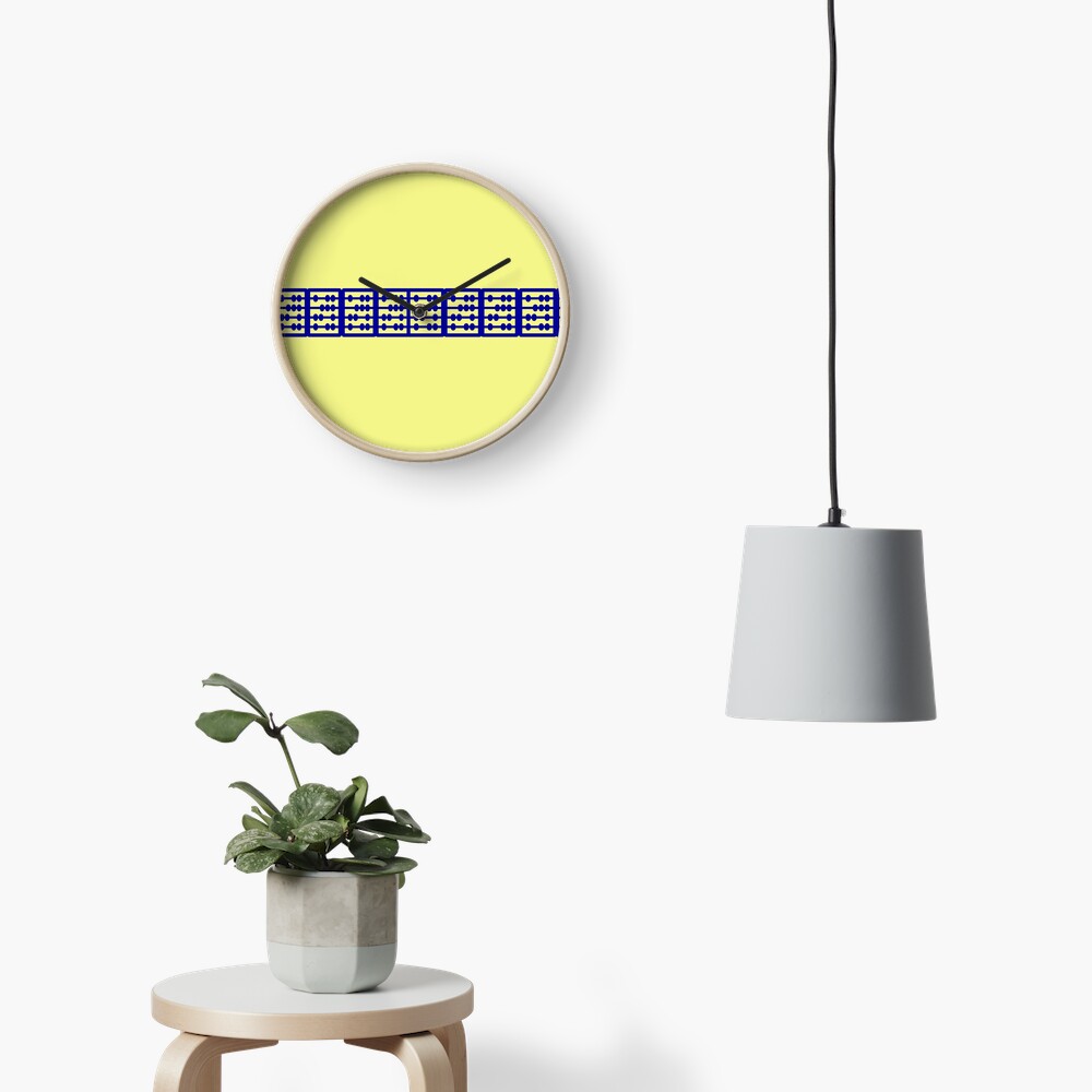 Beautiful Yellow Blue Geometric Design Clock