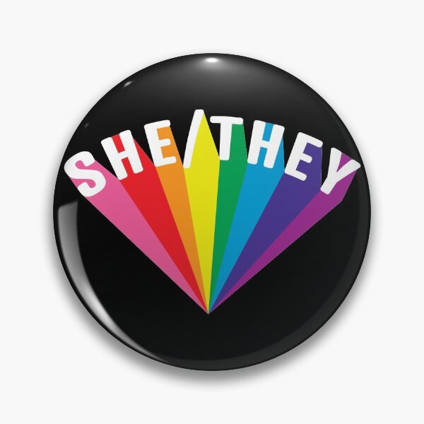 Item preview, She/They Pronouns Rainbow Burst designed and sold by lavenderhearts.