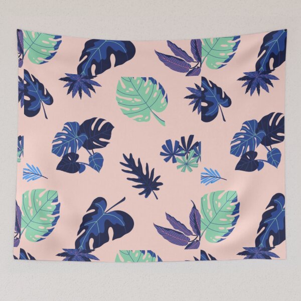 Item preview, Blue and pink leafes pattern designed and sold by Mikes22Store.