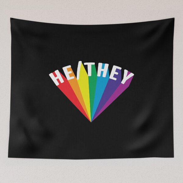 Item preview, He/They Pronouns Rainbow Burst designed and sold by lavenderhearts.