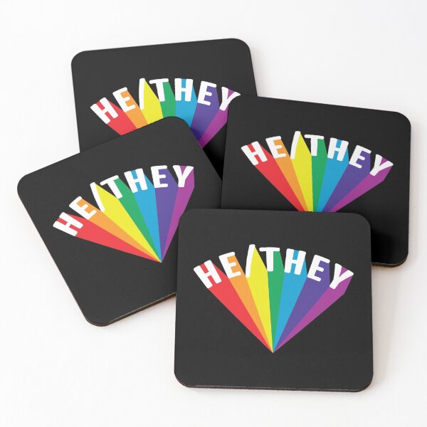 Item preview, He/They Pronouns Rainbow Burst designed and sold by lavenderhearts.
