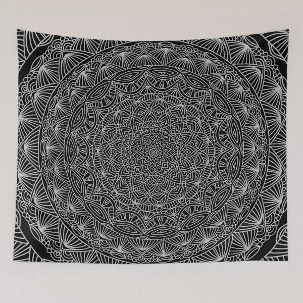 Item preview, Black + White Simple Minimalistic Mandala Maze Bohemian Boho Design Pattern designed and sold by AEJdesign.
