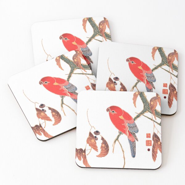 Item preview, Red Parrot on the Branch of a Tree Ito Jakuchu - Public Domain designed and sold by AlteredAtelier.